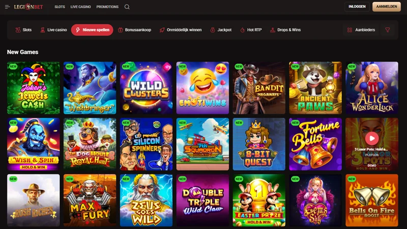 LegionBet Casino Spellen-sectie